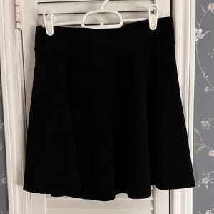 Rue21 Black Knit Mini Skater Skirt with Floral Pattern, Size Medium